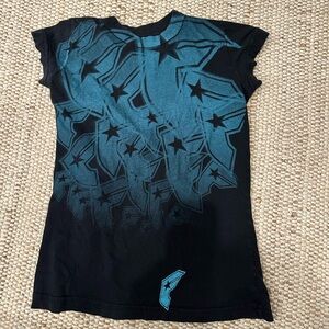 VINTAGE Y2K Famous Stars & Straps Teal Star Graphic Tee - Size M